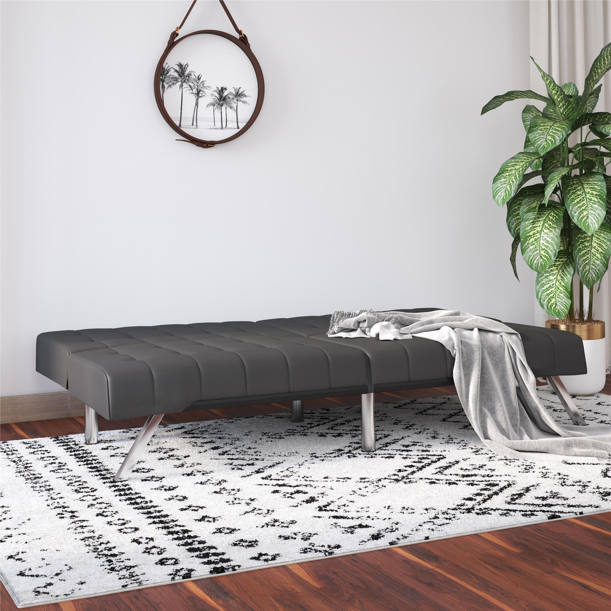 DHP Emily Convertible Tufted Futon Sofa, Gray Velvet
