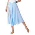 thumbnail image 4 of MSemis Women Long Chiffon Ballet Skirts Ladies Flowy Lyrical Dance Wrap Skirts Light Blue One Size, 4 of 5