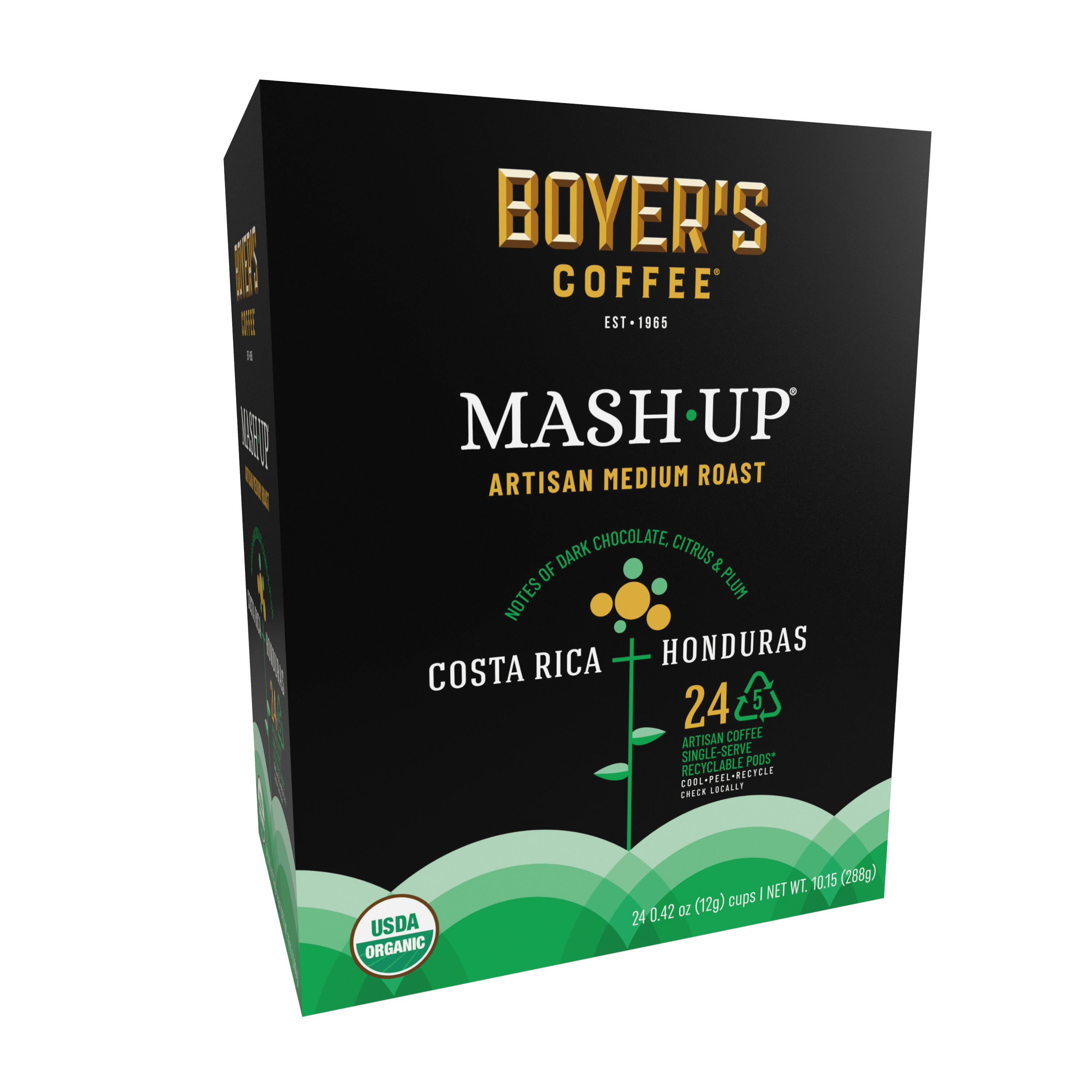 Boyer's Coffee Medium Roast Costa Rica+Honduras 24ct SS-Cup