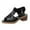 Black, variant on Kmdttou Women's Shoes Solid Hollow Out Mid Heel Casual Vacation Open Toe Beach Sandals With Comfortable Plantar Fasciitis Arch Support(Size:35-43)