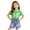 Green A2, variant on Hrsba Little Girl Outfits Short Sleeve Crew Neck Tee And Elastic Waist Pearl Decor Denim Shorts Two Piece Set