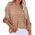 thumbnail image 2 of Black·Friday·Deals Idoravan Sweaters for Women Fall Clearance Women's Autumn/Winter Off Shoulder Pullover Knitted Loose Round Neck Sweater, 2 of 8