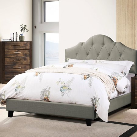 Bedroom Full Size Bed Frame Grey Upholstered With Arch Design And Headboard For A Comfortable Night s Rest Wooden Headboard Color Modern
