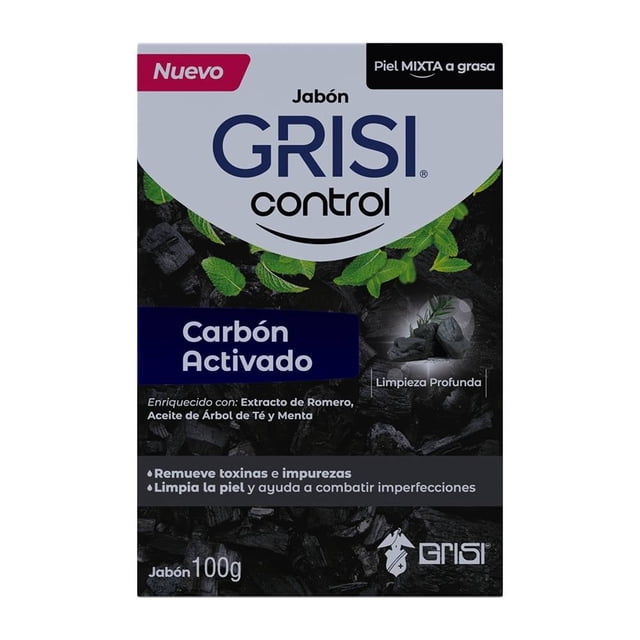 Jabón en barra Grisi control carbón activado 100 g