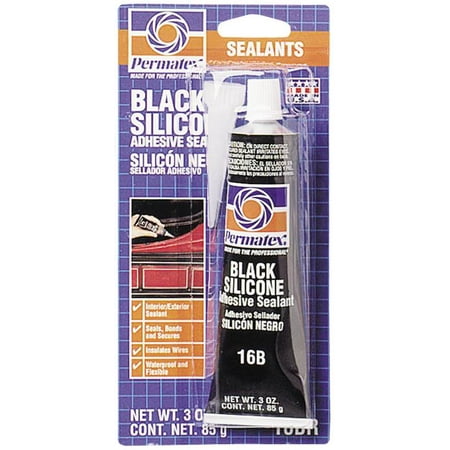 Permatex 81158 Silicon Adhesive Sealant, 3 oz, Tube, Black, Paste