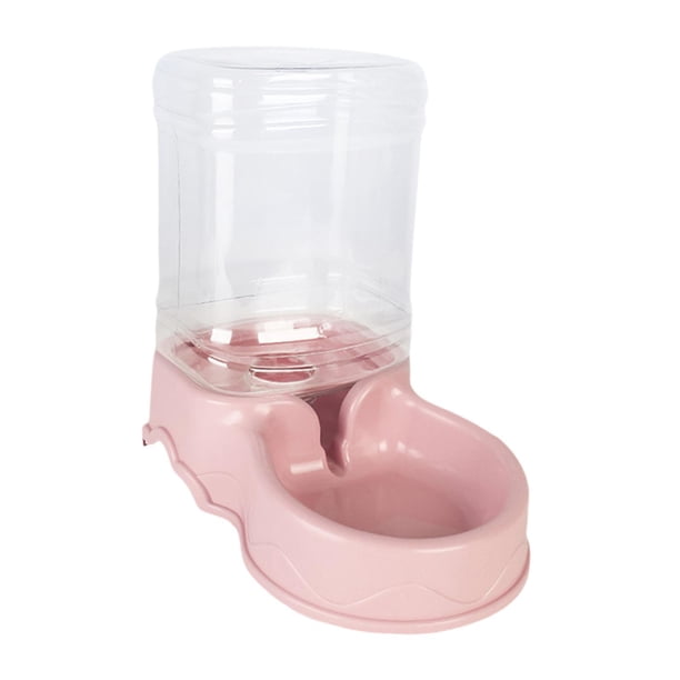 Dispensador de comida, bebedero, superficie lisa, práctico, gran capacidad, automático, para mascotas Dispensador de agua rosa