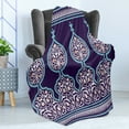 thumbnail image 4 of Moroccan Soft Flannel Fleece Throw Blanket, Bohemian Style Middle Eastern Turkish Image Print, Cozy Plush for Indoor and Outdoor Use, 70" x 90", Teal Royal Blue, by Ambesonne, 4 of 5