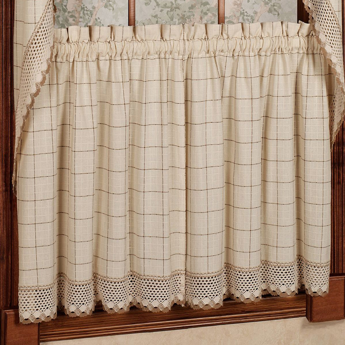 Adirondack Cotton Kitchen Window Curtains Toast 36" Tiers, Swags, Valance Set