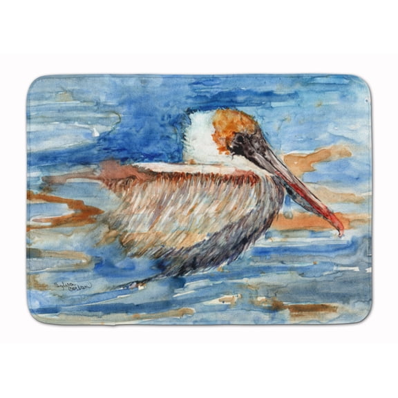 Pelican in the water Machine Washable Memory Foam Mat