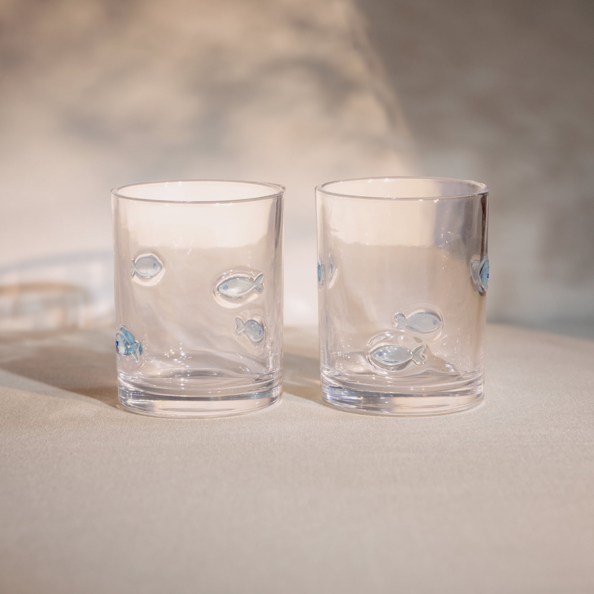 Thyme & Table 12 fl oz Blue Fish Charm Drinking Glasses, Set of 2