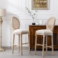 thumbnail image 6 of Farmhouse Barstools, Antique Painting Linen Fabric Side Chair, Counter Height Leisure Padded Ring Chair Armless Solid Wood Upholstered Dining Chair Round Back Parson Chairs(Beige,Set of 8), 6 of 9