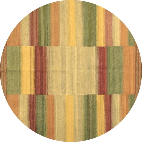Ahgly Company Indoor Round Abstract Brown Contemporary Area Rugs, 8' Round