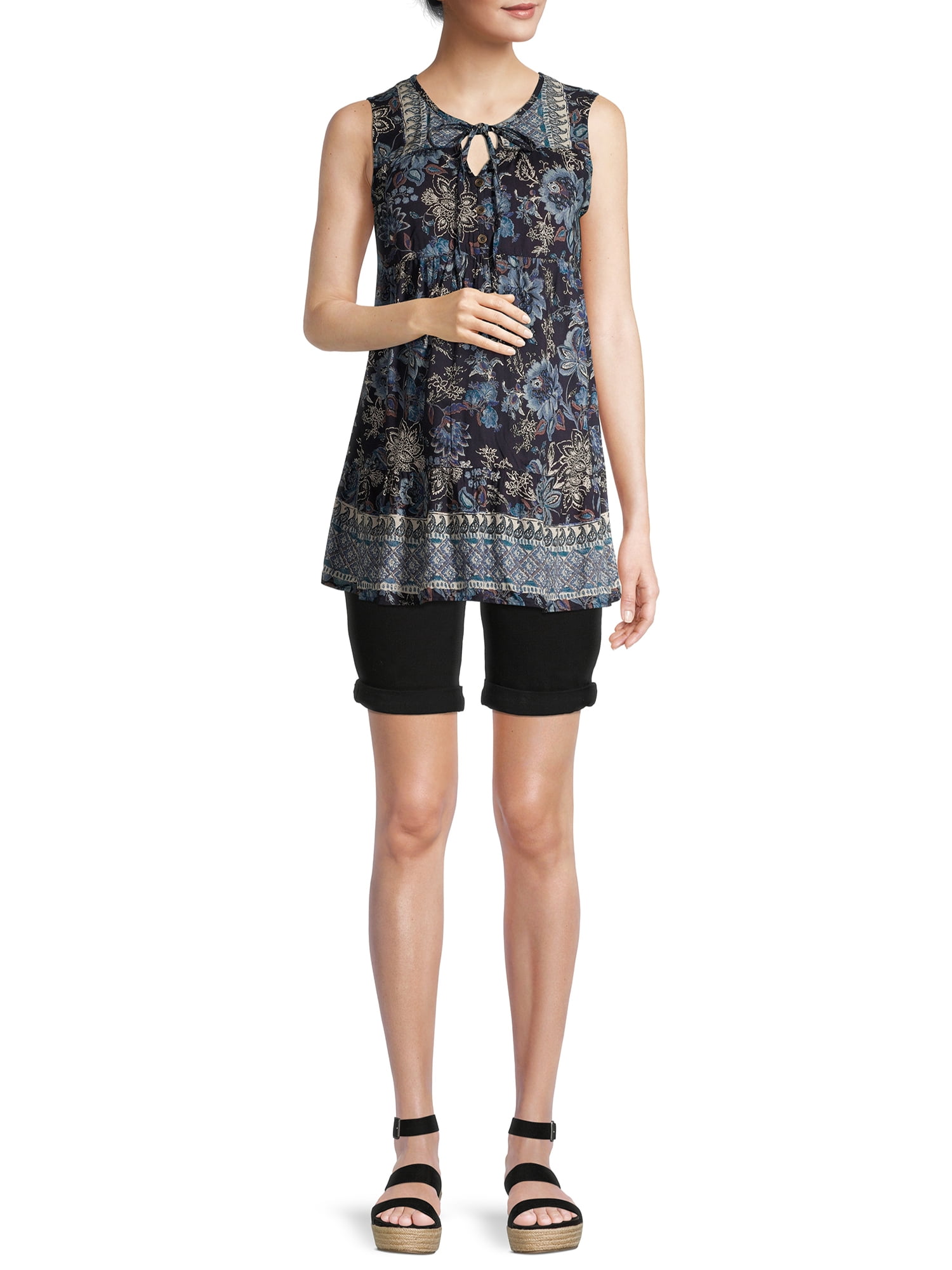 Alivia Ford Women's Maternity Knit Waistband Roll Cuff Bermuda Shorts