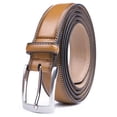 thumbnail image 2 of MILORDE Men Genuine Leather Belt with Single Prong Buckle, Fashion & Classic Design for Dress and Causal (Size 34 (Waist 32), Basic Tan) MILORDE MILORDE, 2 of 2