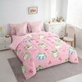 thumbnail image 3 of Manfei Cute Frog Bedding Comforter Set 7 Pieces for Girls, Kawaii Mushroom Queen Bedding Sets, Cartoon Animal Queen Sheet Sets, Breathable Home Decor, 3 of 8