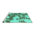 thumbnail image 2 of Ahgly Company Machine Washable Indoor Square Abstract Turquoise Blue Modern Area Rugs, 7' Square, 2 of 4