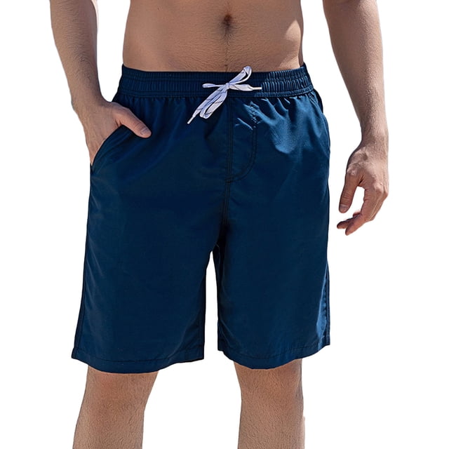 UVEASISHA Mens Running Beach Shorts 5 Inch with Zipper Pockets Lightweight Quick Dry Stretch Workout Athletic Gym Shorts for Training Navy,M