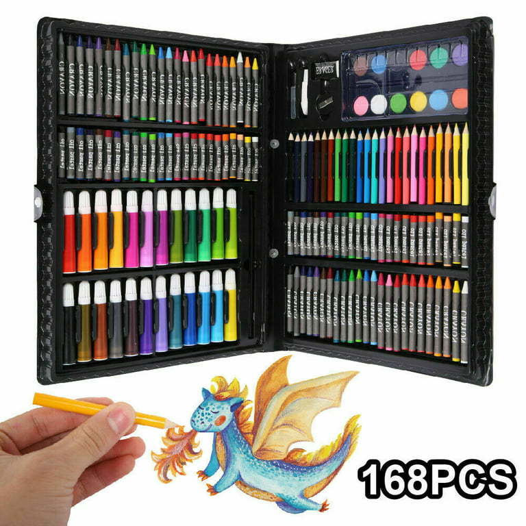 168pc Children Drawing Pen Art Set Kit for Boy Girl Color Pencils Painting  Crayon Oil Pastel Water Kids Christmas Gift