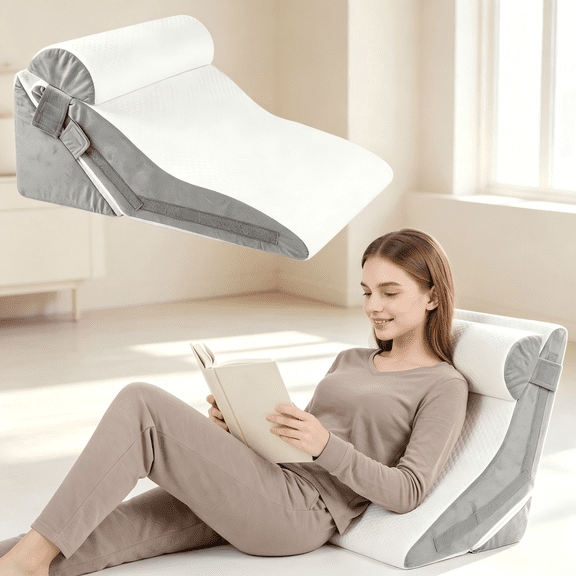 3Pcs Wedge Pillow Set, Adjustable Memory Foam Headboard Pillows for Sleep Apnea, Acid Reflux, After Surgery, Back, Leg, Knee Support, White