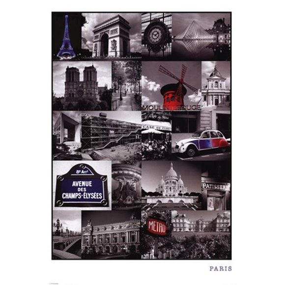 Pyramid Art Prints PYRPP32633 Paris -Collage -24 x 36 Poster Print