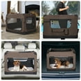 thumbnail image 5 of Veehoo Folding Soft Dog Crate, 3-Door Pet Kennel, 600D Cationic Oxford Fabric, 24", Brown, 5 of 9