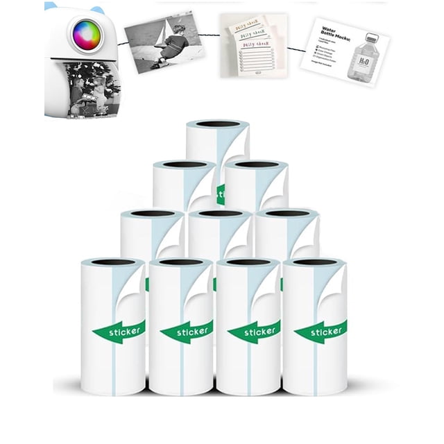 Papel adhesivo para impresora térmica de 57 x 25 mm, 10 rollos para miniimpresora