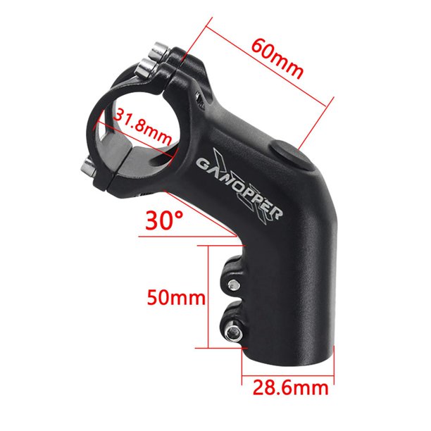 Potence De Vélo Courte – 28,6 Mm / 31,8 Mm – Alliage Noir – Neuve
