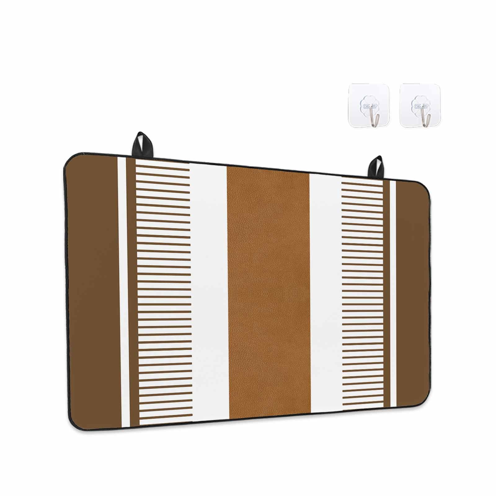 Modern Brown Stove Top Cover for Electric Stove, Heat-proof & Non Slip Glass Top Stove Cover Protector, Boho Contemporary Geometric Striped Kitchen Flat Cooktop Rubber Mat 28.5x20.5 Inches