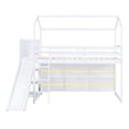 thumbnail image 4 of Twin Size House Loft Bed with Storage Shelves and Light, Wood Kids Loft Bed with Slide and Storage, Twin Playhouse Bed with Climbing Ramp, for Boys, Girls, No Box Spring Required, White, 4 of 9