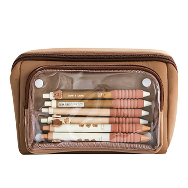Estuche para lápices de gran capacidad con organizador de bolígrafos de 9 compartimentos y bolsillo desmontable con cremallera para guardar artículos de papelería en la oficina,la escuela o el