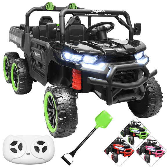 Montable Eléctrico para Niños Tractor 6x6 Caja de Vuelco Atomática Luz y Sonido Bluetooth 12v - Negro