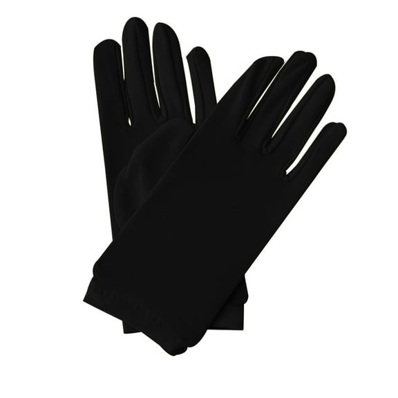 Xinwanna 1 Pair Short Thin Dance Gloves Breathable Non-slip Sweat-absorption Milk Silk Satin Stretch Gloves Costume Accessories (Black,One Size)