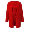 thumbnail image 4 of Women's 3-Piece Winter Plush Outfit - Hooded Cardigan, Crop Top & Shorts, Cozy Loungewear Set, 4 of 5