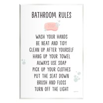 Stupell Industries Bathroom Rules List Soap Bubbles Typography Painting Unframed Art Print Wall Art