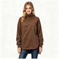 thumbnail image 2 of Women's Turtleneck Oversized Sweatshirt, Long Sleeve Fall Winter Casual Sweatshirt with Chest Pocket and Side Slit, Women's ,Size S-2XL, 2 of 4