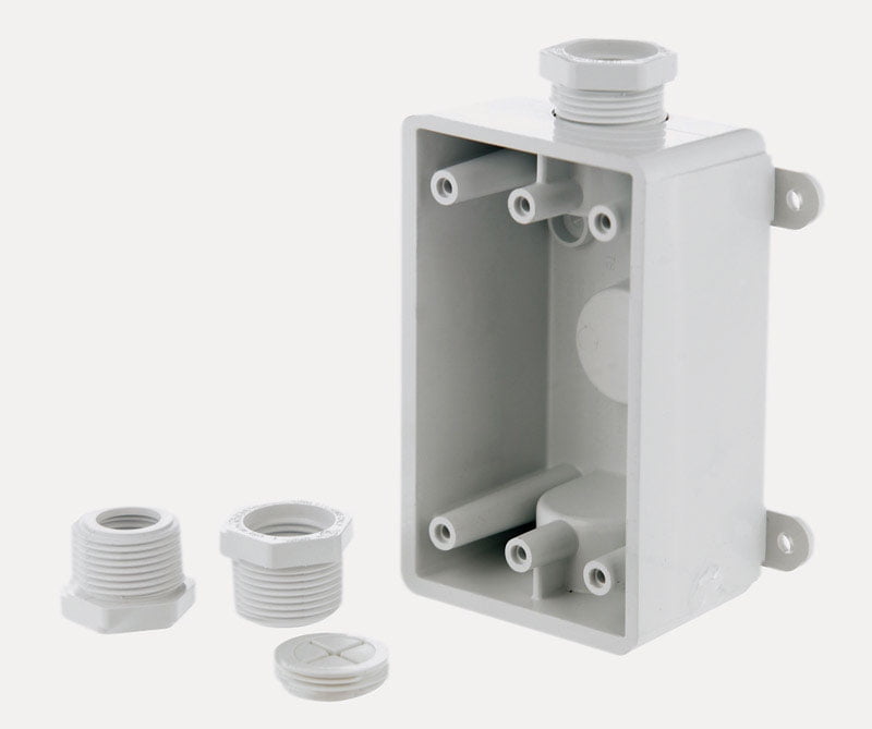 Taymac 4.60 in. Rectangle Plastic 1 gang Outlet Box White