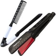 thumbnail image 2 of Thairapy 365 Wet or Dry Salon Quality Flat Iron Set ● 1.5 inch Extra Wide Styling Plates ● 450F to 140F Digital Temp Control - Professional Hair Straightener & Comb - Dual Voltage 110v-240v, 2 of 5