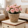 thumbnail image 6 of syligr Woven Flower Pot Storage Basket 8x6.7x6", Imitation Rattan Planter Holder, Plastic Faux Woven Basket for Indoor Plants, Home Garden Decor, Decorative Pot Cover, Gift for Plant Lovers, 6 of 6