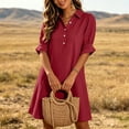 thumbnail image 5 of Byworldtasic Womens Summer Shirt Dress 2026 Ruffle Short Sleeve Button Down Flowy Swing Shift Mini Dresses, 5 of 8