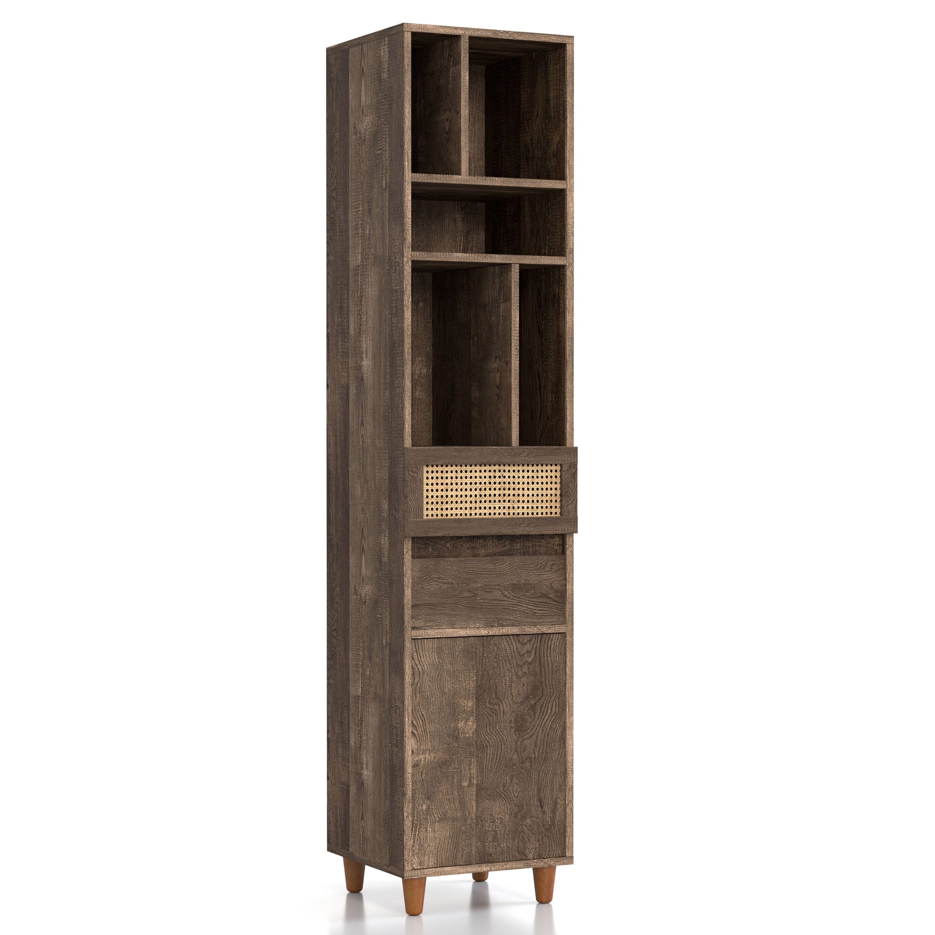 Furniture of America Burd Modern Multi-Storage TV Tower, Reclaimed Oak