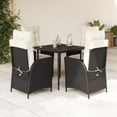 thumbnail image 1 of vidaXL 5 Piece Garden Dining Set with Cushions Black Poly Rattan, 1 of 5