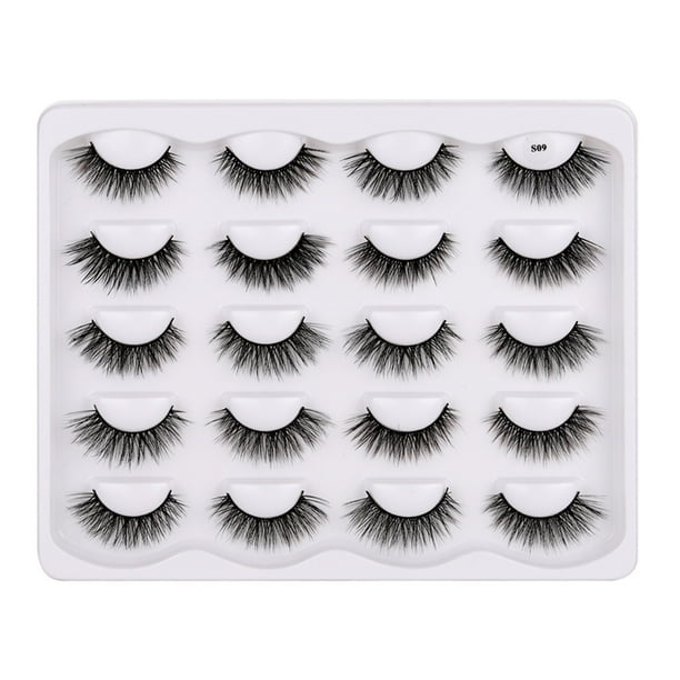Pestañas naturales, pestañas postizas, pestañas cortas, pestañas postizas gruesas naturales, 10 pares de pestañas mixtas, pestañas de visón de imitación, pestañas postizas artificiales puras, pestañas