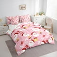 thumbnail image 4 of Manfei Magical Santa Claus Bedding Comforter Set 7pcs, Pink Cartoon Christmas King Bedding Sets, Happy New Year Reversible Bed Sheets, Microfiber Bedroom Decor, 4 of 8