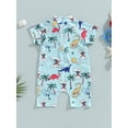 thumbnail image 5 of Yunliwuli Toddler Boys Romper Swimsuit Kids Short Sleeve Bathing Suits Beach Shark/Dinosaur Print Swimwear, 5 of 10