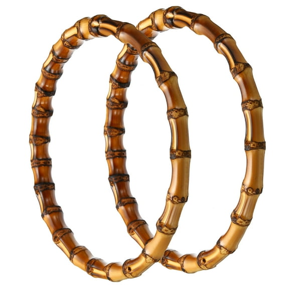 Uxcell 6.7 Inch Bamboo Purse Handles,, 2 Pcs Round Replacement Handmade Rings, Brown