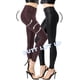 thumbnail image 3 of Leggins retro Gong negros de piel sintética de cintura alta para mujer, 3 of 6