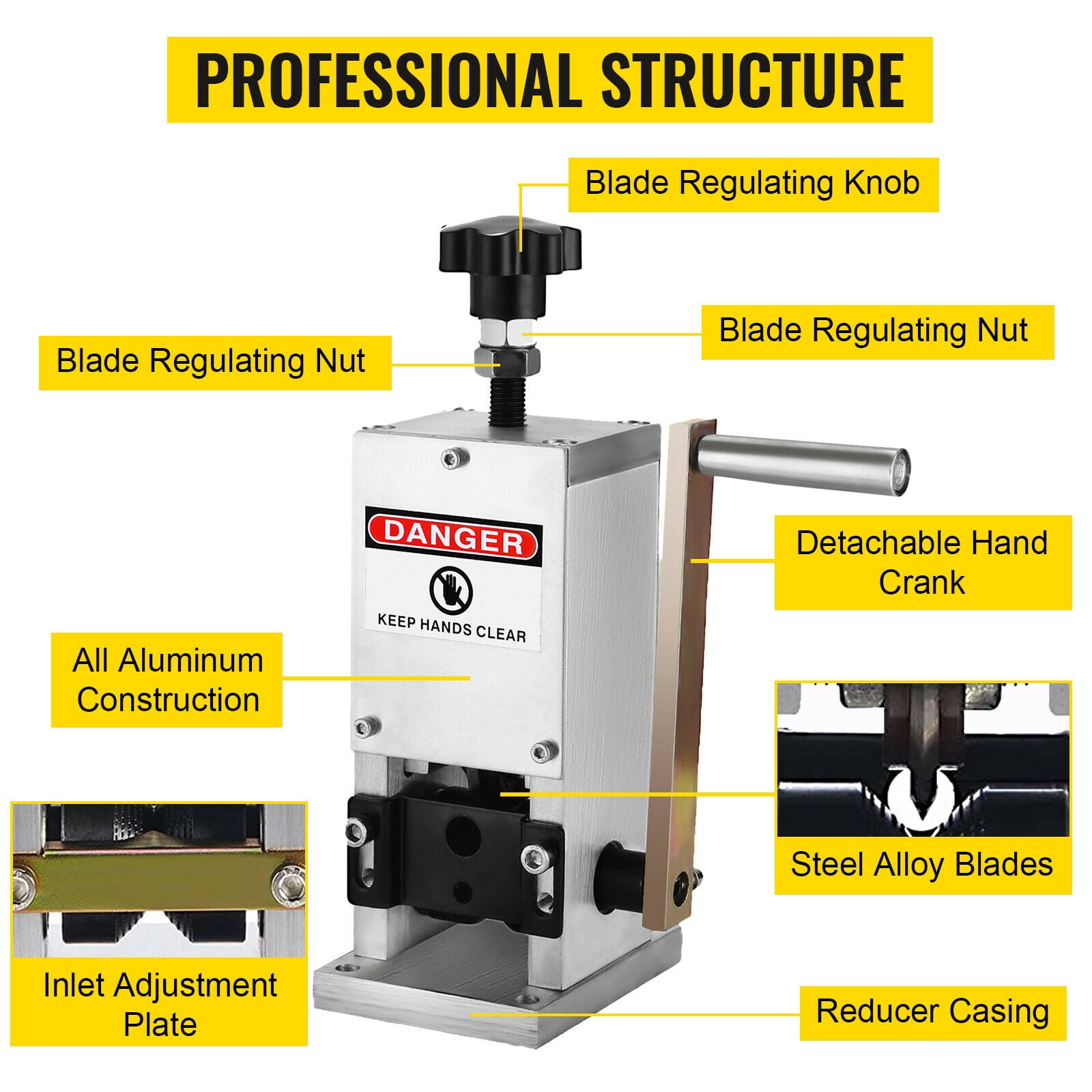 Wire Stripping Machine Scrap Recycle Tool Manual Cable Wire Stripper Replacement Blade For Copper Line Processing 1.5mm-25mm ,Easy to Use
