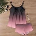 thumbnail image 5 of Women's Tankini Swimsuits Tummy Control Two Piece Bathing Suit Gradient Crew Neck Tie Front Flowy Swim Top with Bottom, XL, 5 of 6
