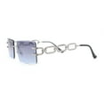 thumbnail image 3 of Luxury Jewel Large Chain Link Arm Rimless Rectangle Designer Sunglasses Silver - Purple Pink, 3 of 4