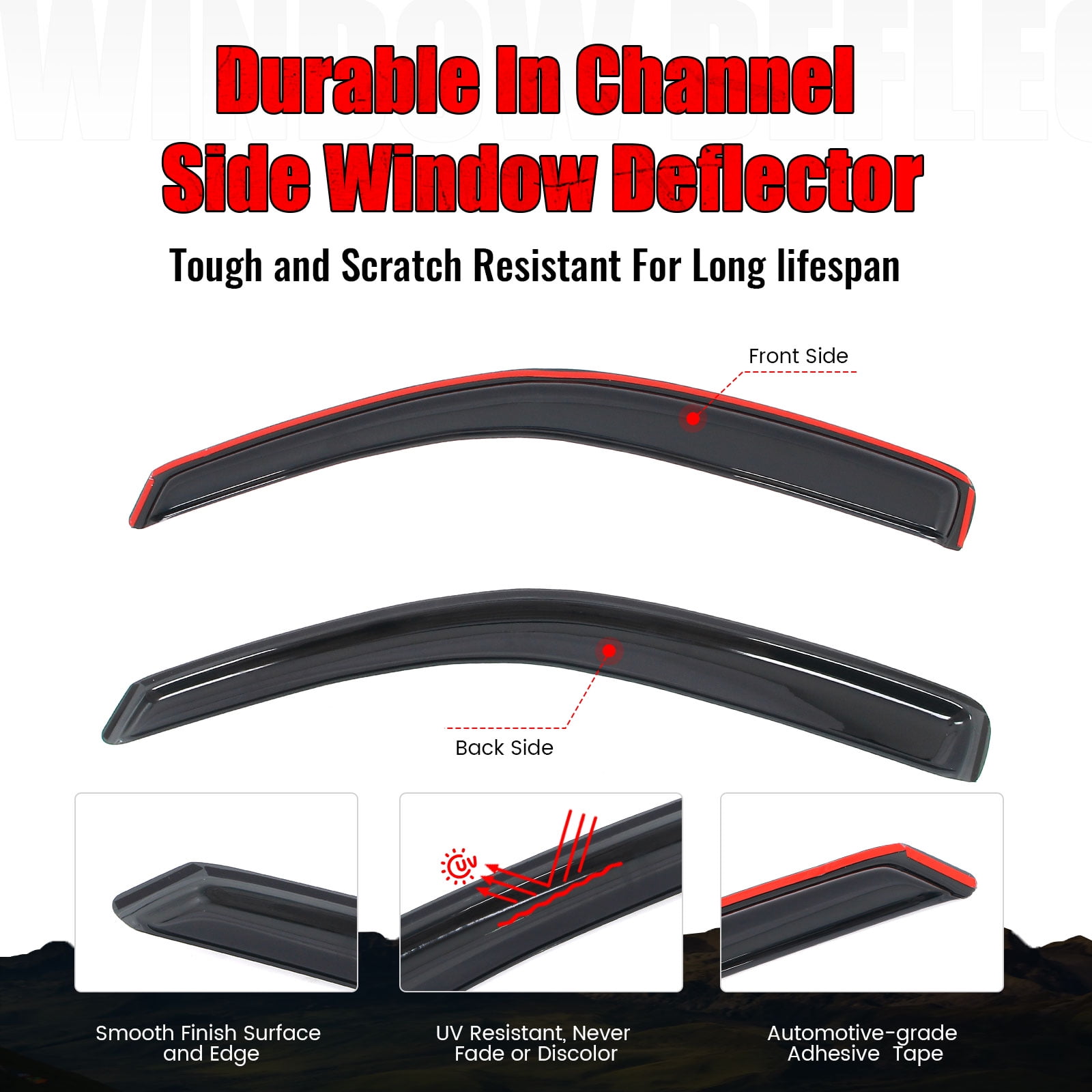 Ikon Motorsports In-Channel Window Visors Fits 2005-2021 Nissan Frontier Extended Cab, Slim Style Rain Vent Guard Deflectors, Acrylic Smoke 2PCS